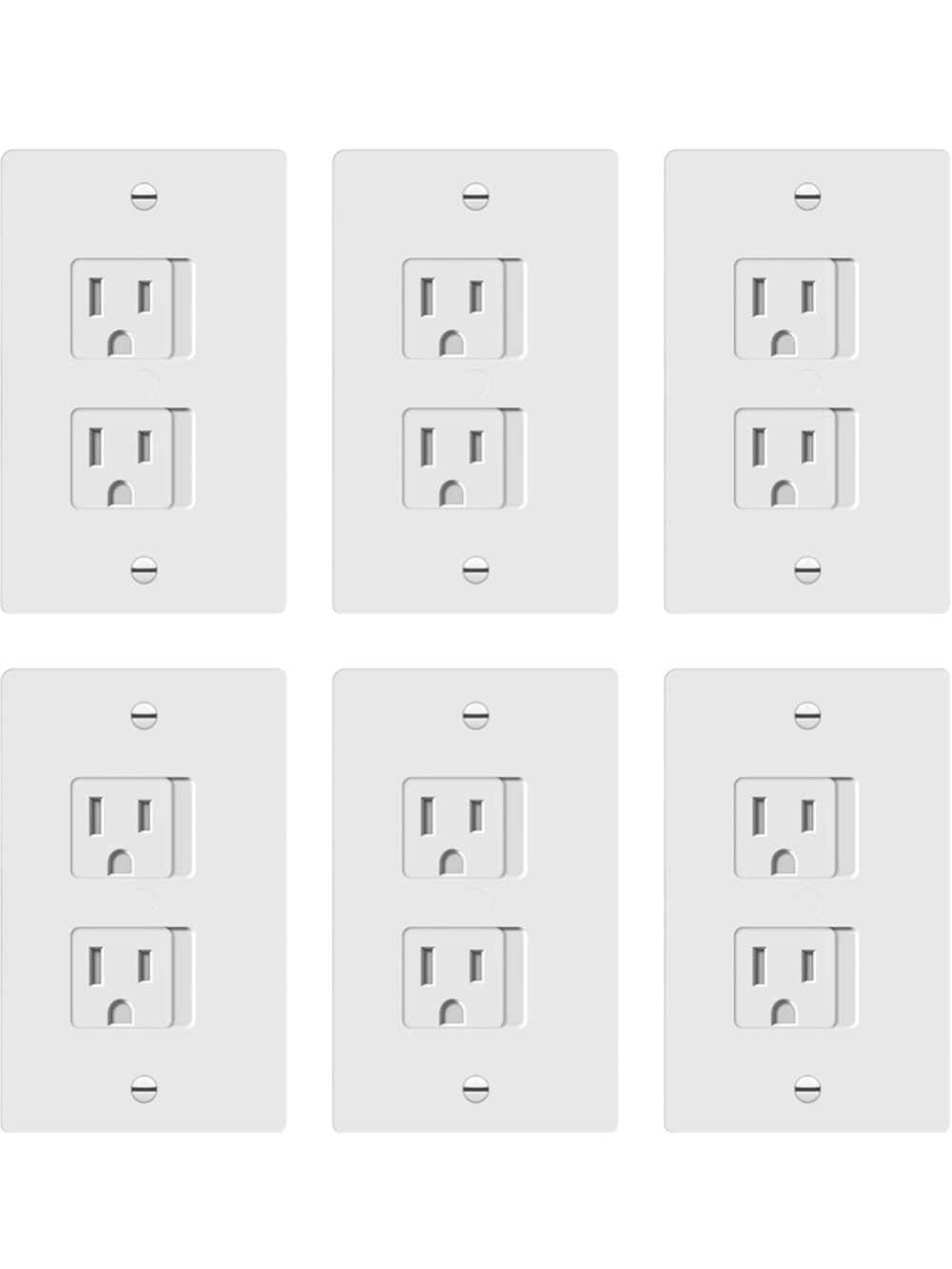 NEW White Dual Outlet Child protective Wall Plate - Set of 6